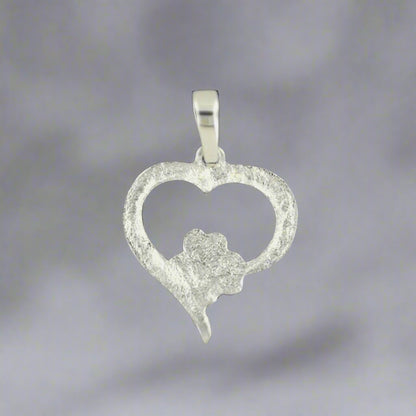 Heart and Paw Print Pendant in Sterling Silver or Antique Bronze - Le Dragon Argenté