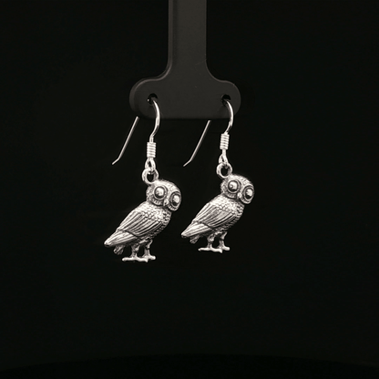 Hellenic Style Owl Earrings – Mythology Inspired Sterling Silver Jewellery by Le Dragon Argenté