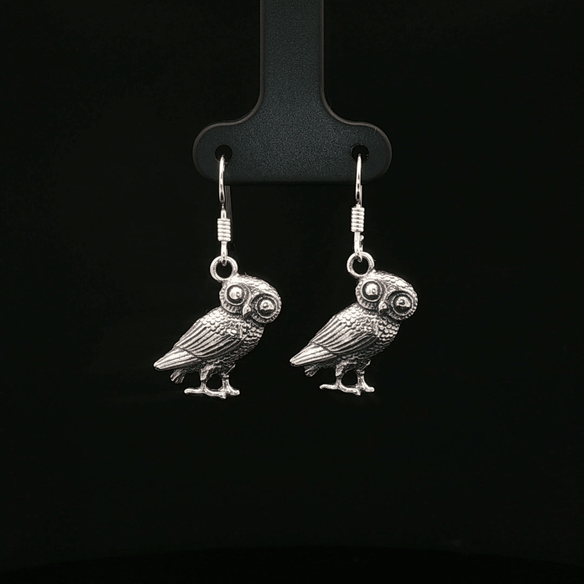 Hellenic Style Owl Earrings – Mythology Inspired Sterling Silver Jewellery by Le Dragon Argenté