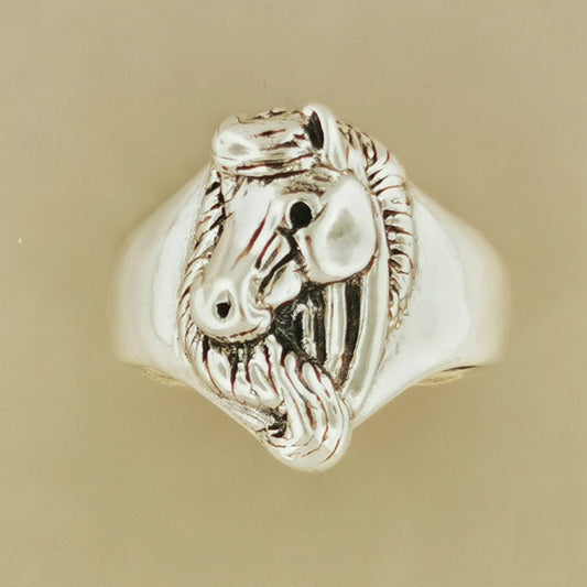 Horse Head Ring Sterling Silver or Antique Bronze - Le Dragon Argenté