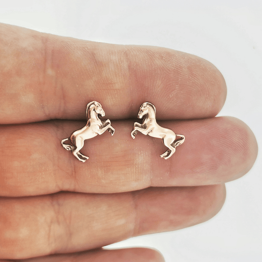 Horse Stud Earrings in Gold Made to Order - Le Dragon Argenté