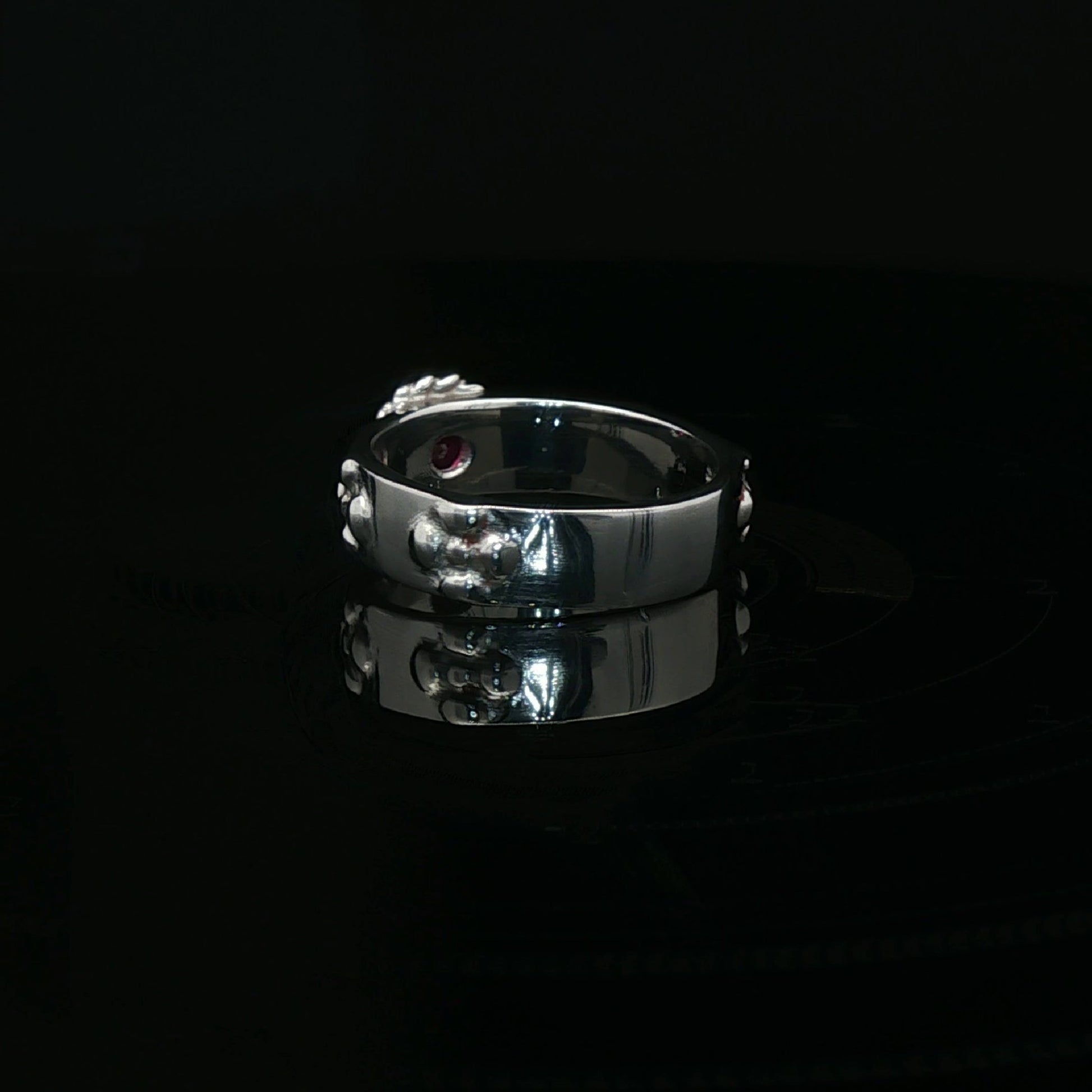 Howls Calcifer Ring in Stainless Steel with Imitation Birthstone - Le Dragon Argenté