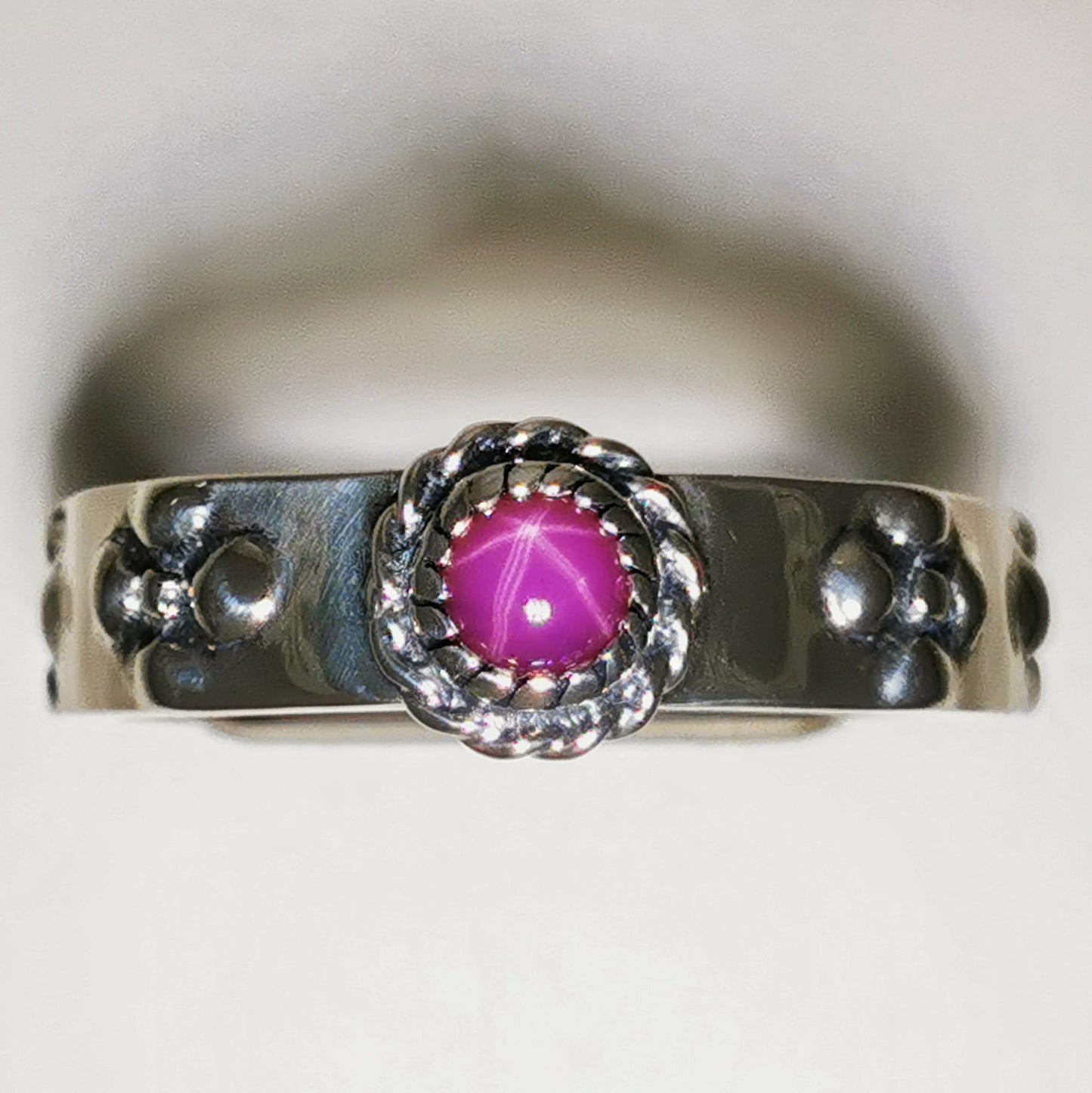 Howls Moving Castle Ring in Sterling Silver with Synthetic Star Ruby - Le Dragon Argenté