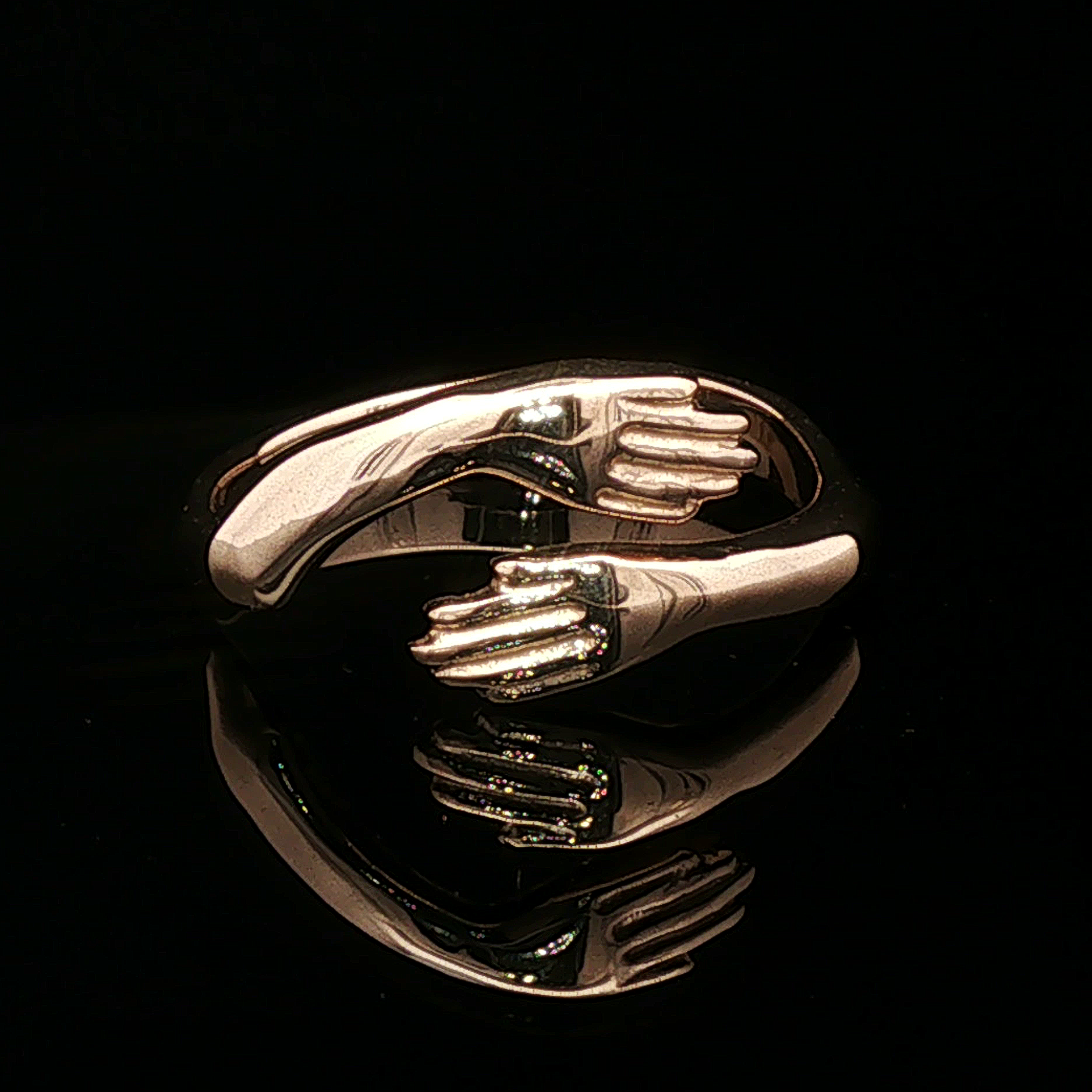 Hug Ring in Sterling Silver or Antique Bronze - Le Dragon Argenté