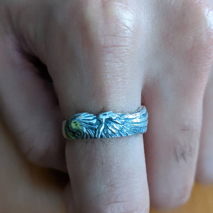 Final Fantasy 8 Squall Griever Ring, FF8 Sleeping Lion Heart Ring, FF88 Griever Ring, Final Fantasy Jewelry, Final Fantasy Ring, Squall lion Ring, Squall Cosplay Ring, Final Fantasy 8 Ring, Silver Griever Ring, Gamer Silver Ring, Silver FF8 Ring