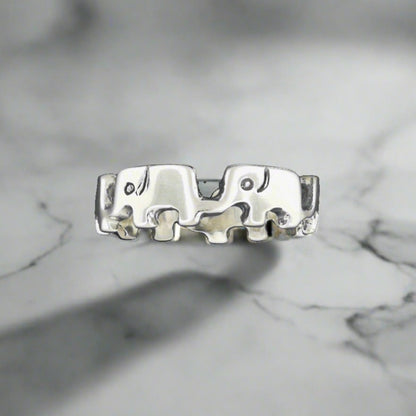 Parading Elephant Ring in 925 Sterling Silver, Elephant Band, Elephant Jewelry, Elephant Jewellery for Her, Gift for Elephant Lover, Silver Elephant Band, Sterling Silver Elephant Ring, Silver Elephant Ring, Elephant Lover Ring, 925 Silver Elephant