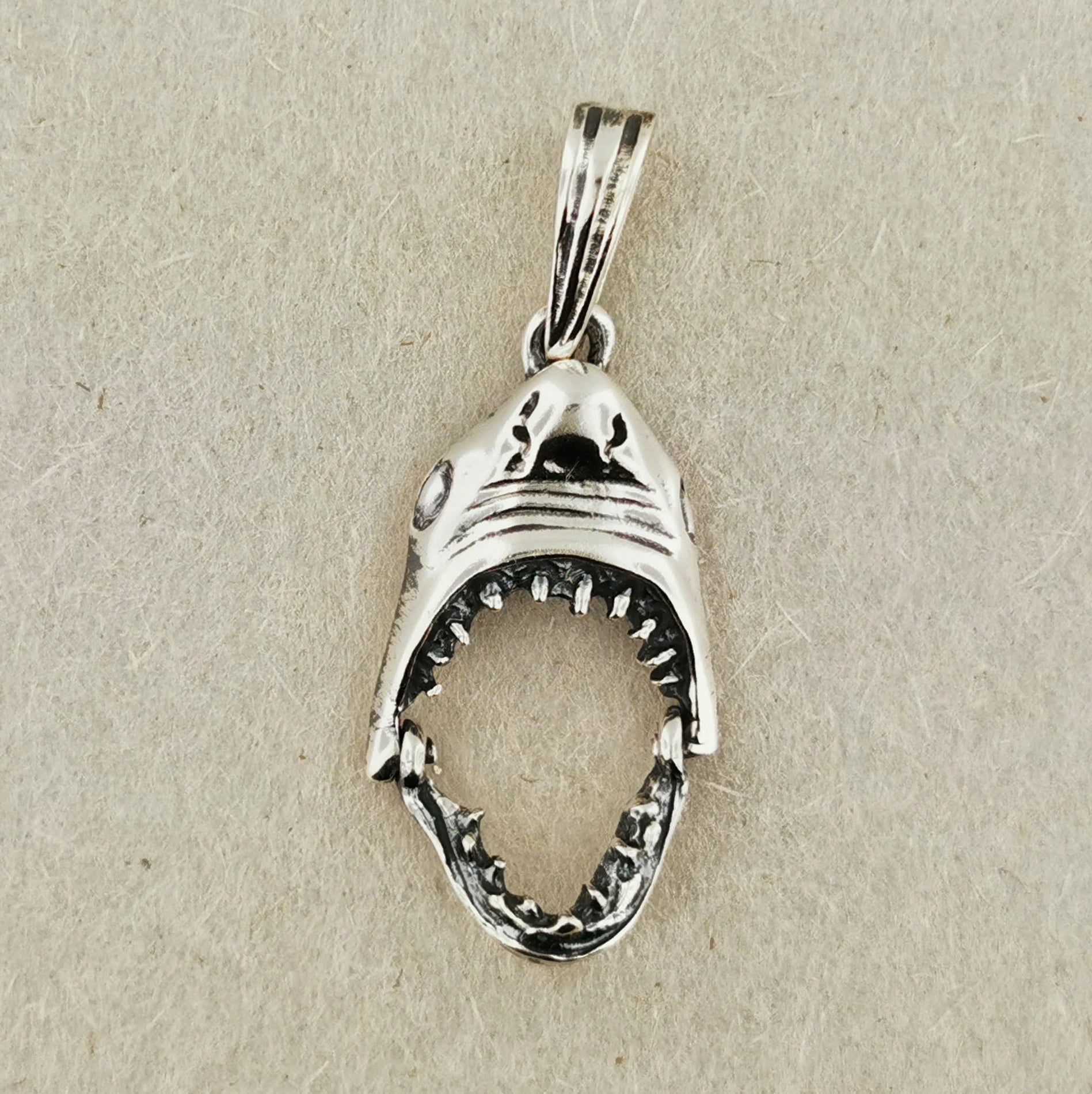 sterling silver shark pendant, killer shark pendant, shark necklace, shark pendant, animal pendant