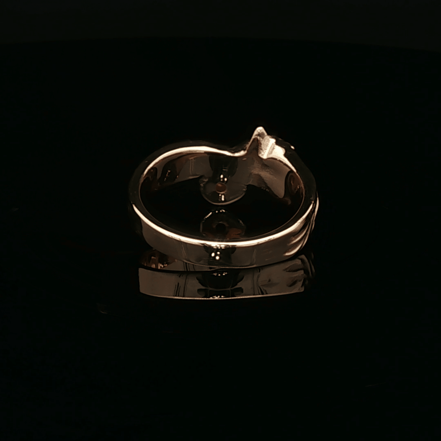 Kitsune Fox Gemstone Ring in Antique Bronze with Ruby - Le Dragon Argenté