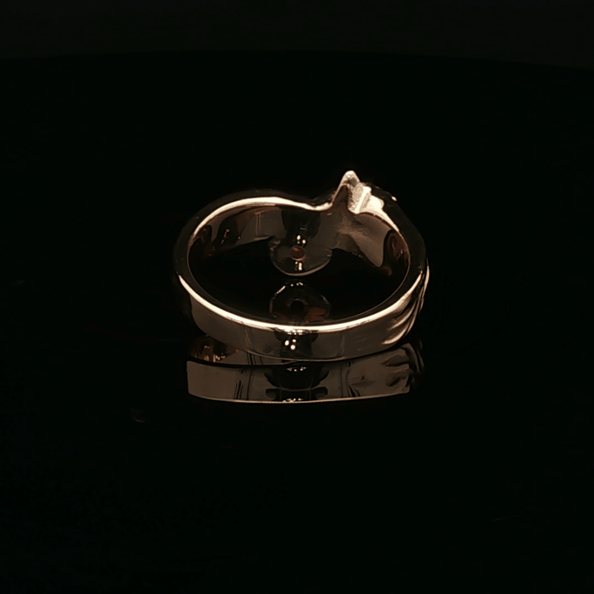 Kitsune Fox Gemstone Ring in Antique Bronze with Ruby - Le Dragon Argenté