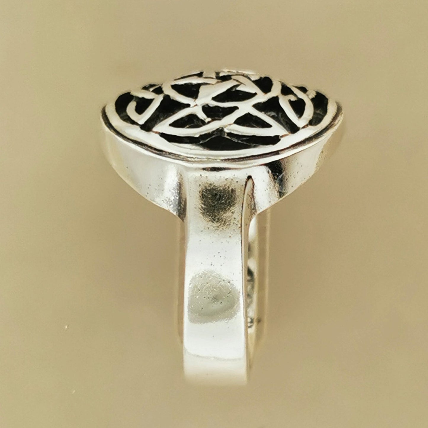 Knotwork Pentacle Ring in Sterling Silver or Antique Bronze - Le Dragon Argenté