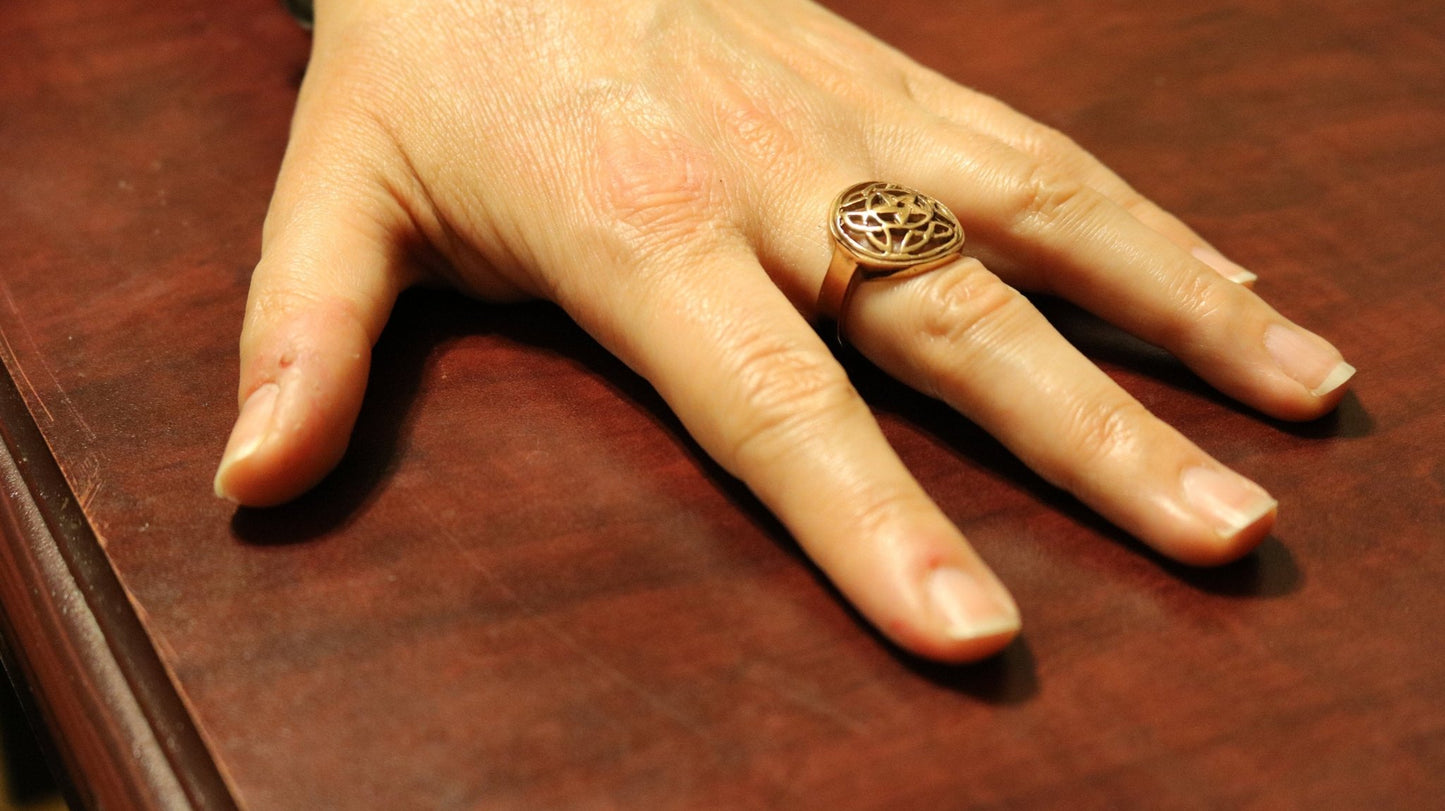 Knotwork Pentacle Ring in Sterling Silver or Antique Bronze - Le Dragon Argenté