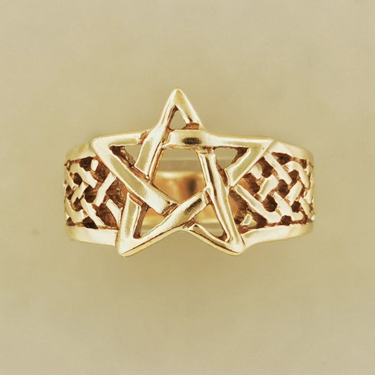 Knotwork Pentagram Ring in Sterling Silver or Antique Bronze - Le Dragon Argenté