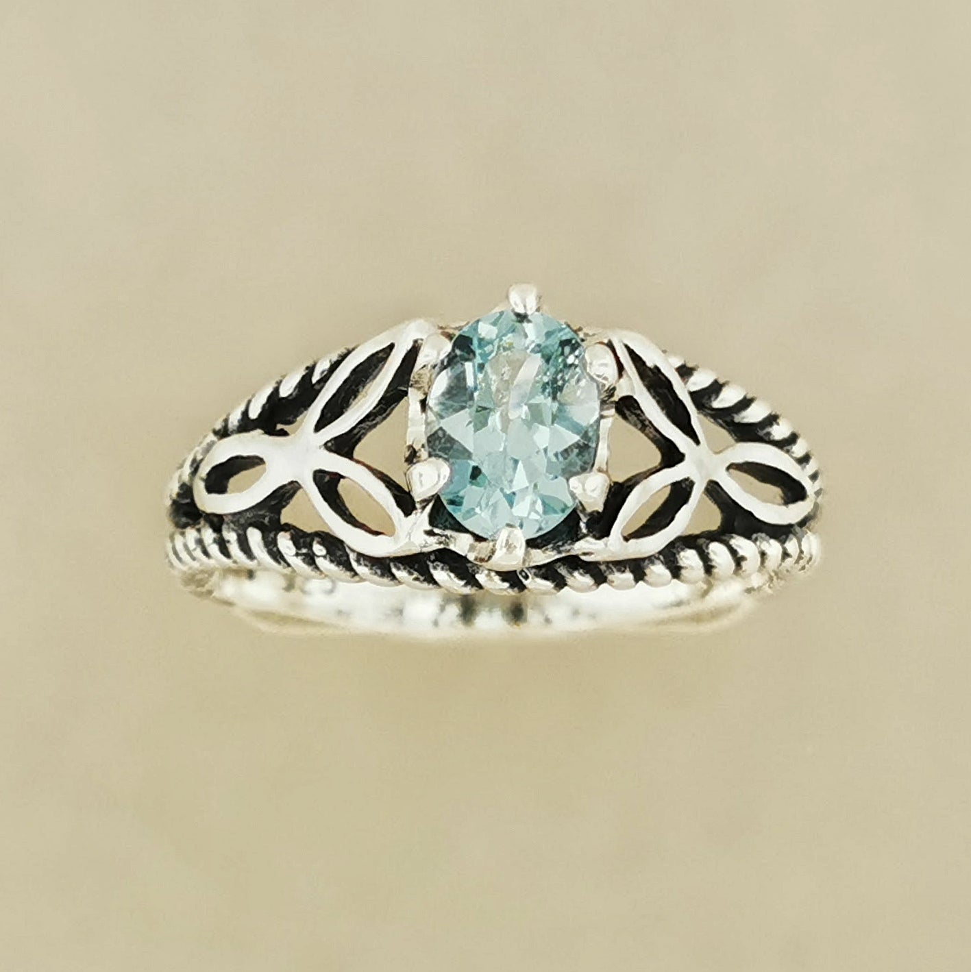 Celtic Knotwork Gemstone Ring in Sterling Silver