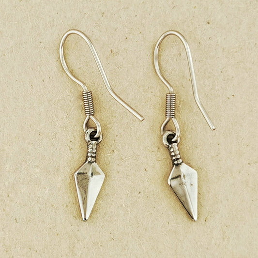 Kunai charm earrings handmade geek chic accessory. Handcrafted anime kunai earrings subtle fandom jewelry. Stainless steel kunai charm earrings geek fandom jewelry. 