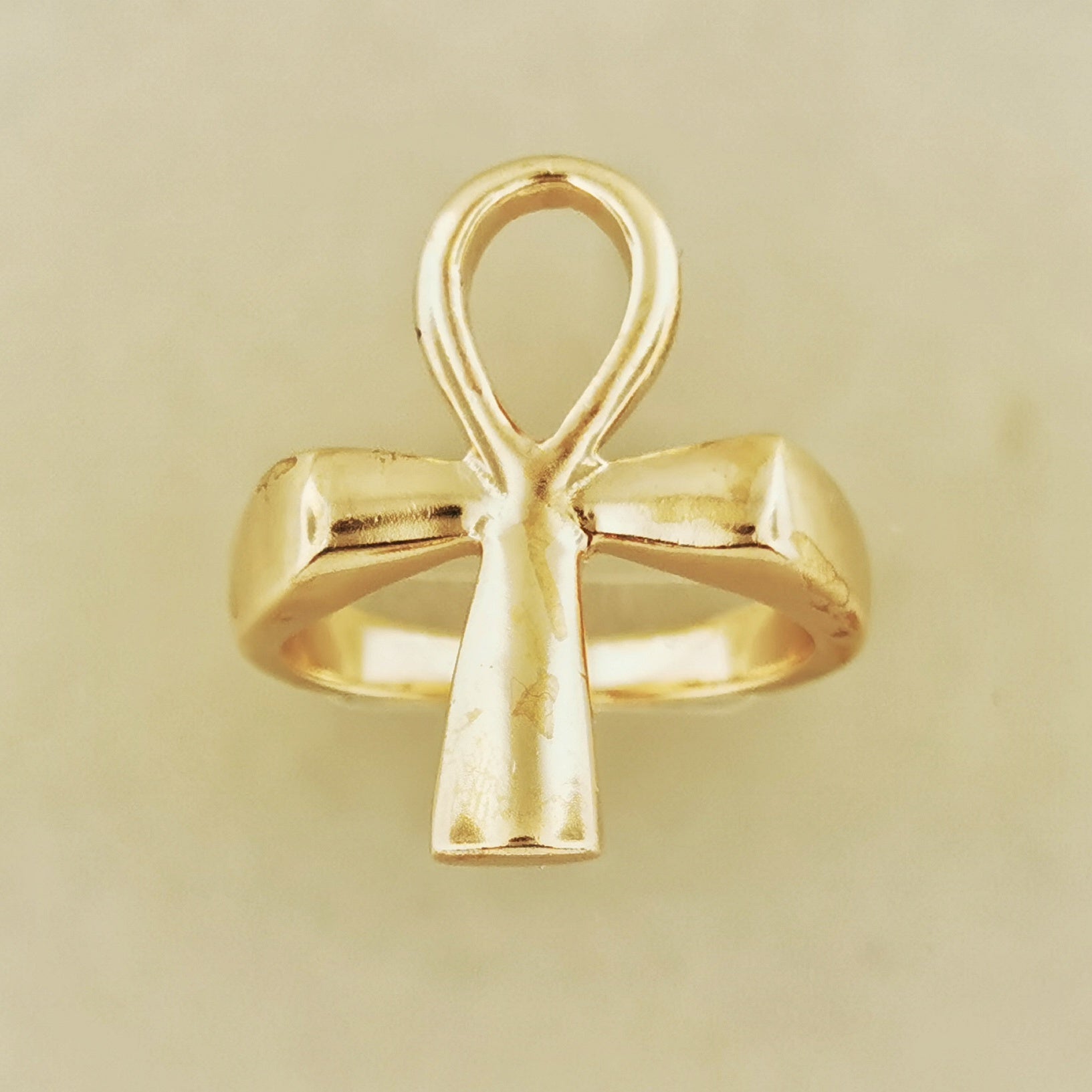 Large Ankh Ring in Sterling Silver or Antique Bronze - Le Dragon Argenté