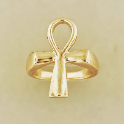 Large Ankh Ring in Sterling Silver or Antique Bronze - Le Dragon Argenté