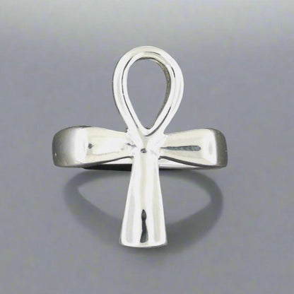 Large Ankh Ring in Sterling Silver or Antique Bronze - Le Dragon Argenté