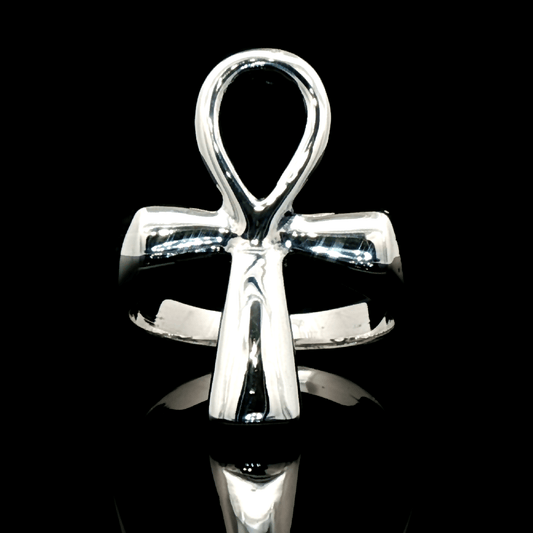 Large Ankh Ring in Sterling Silver or Antique Bronze with Egyptian Symbol Design - Le Dragon Argenté