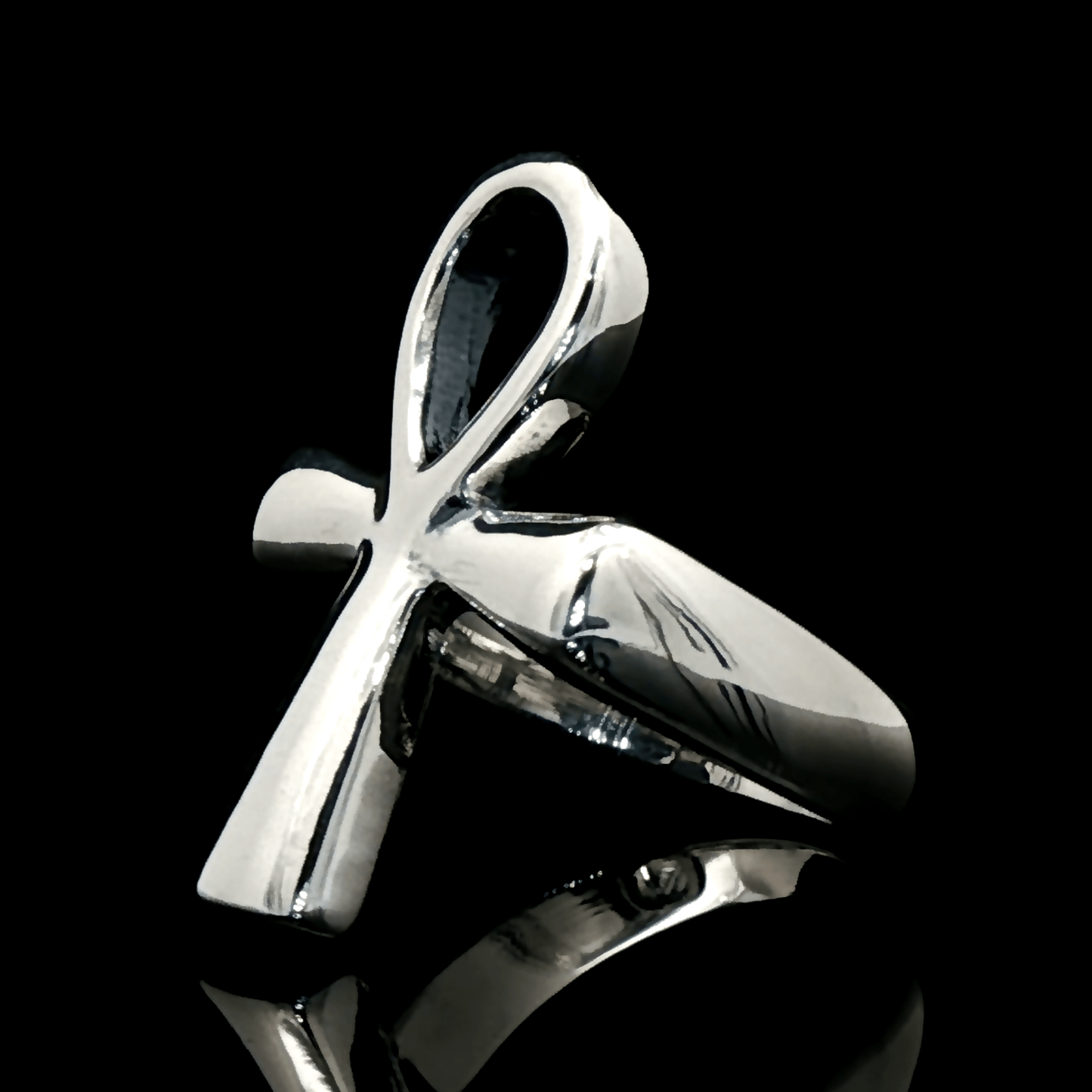 Large Ankh Ring in Sterling Silver or Antique Bronze with Egyptian Symbol Design - Le Dragon Argenté