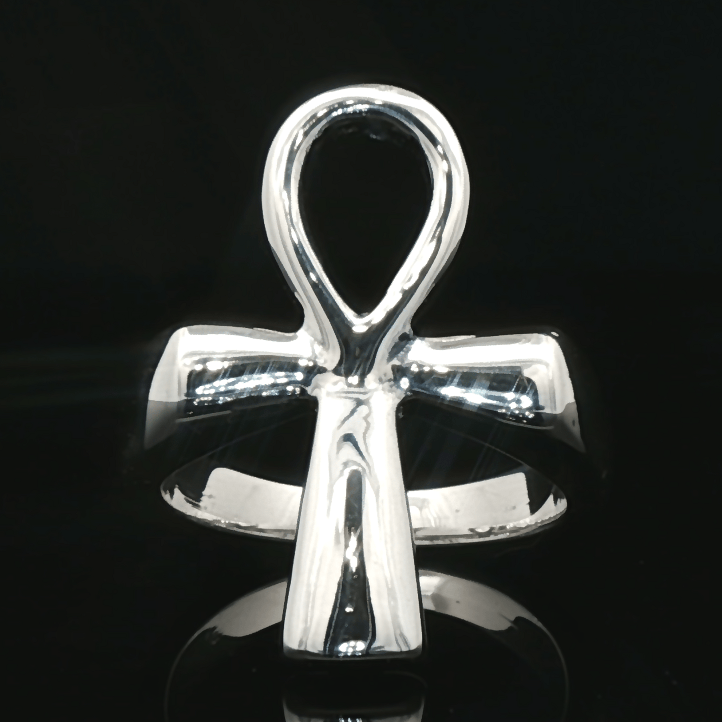 Large Ankh Ring in Sterling Silver or Antique Bronze with Egyptian Symbol Design - Le Dragon Argenté