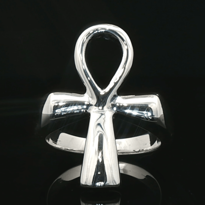 Large Ankh Ring in Sterling Silver or Antique Bronze with Egyptian Symbol Design - Le Dragon Argenté