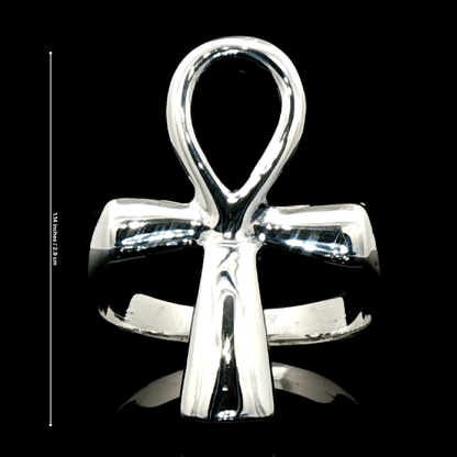 Large Ankh Ring in Sterling Silver or Antique Bronze with Egyptian Symbol Design - Le Dragon Argenté