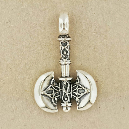 Large Battle Axe Pendant in Sterling Silver or Antique Bronze - Le Dragon Argenté