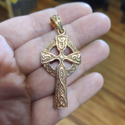 Large Celtic Cross in Sterling Silver or Antique Bronze - Le Dragon Argenté