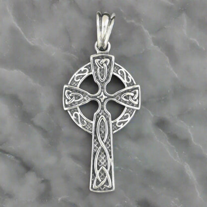 Large Celtic Cross in Sterling Silver or Antique Bronze - Le Dragon Argenté