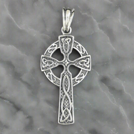 Large Celtic Cross in Sterling Silver - Le Dragon Argenté