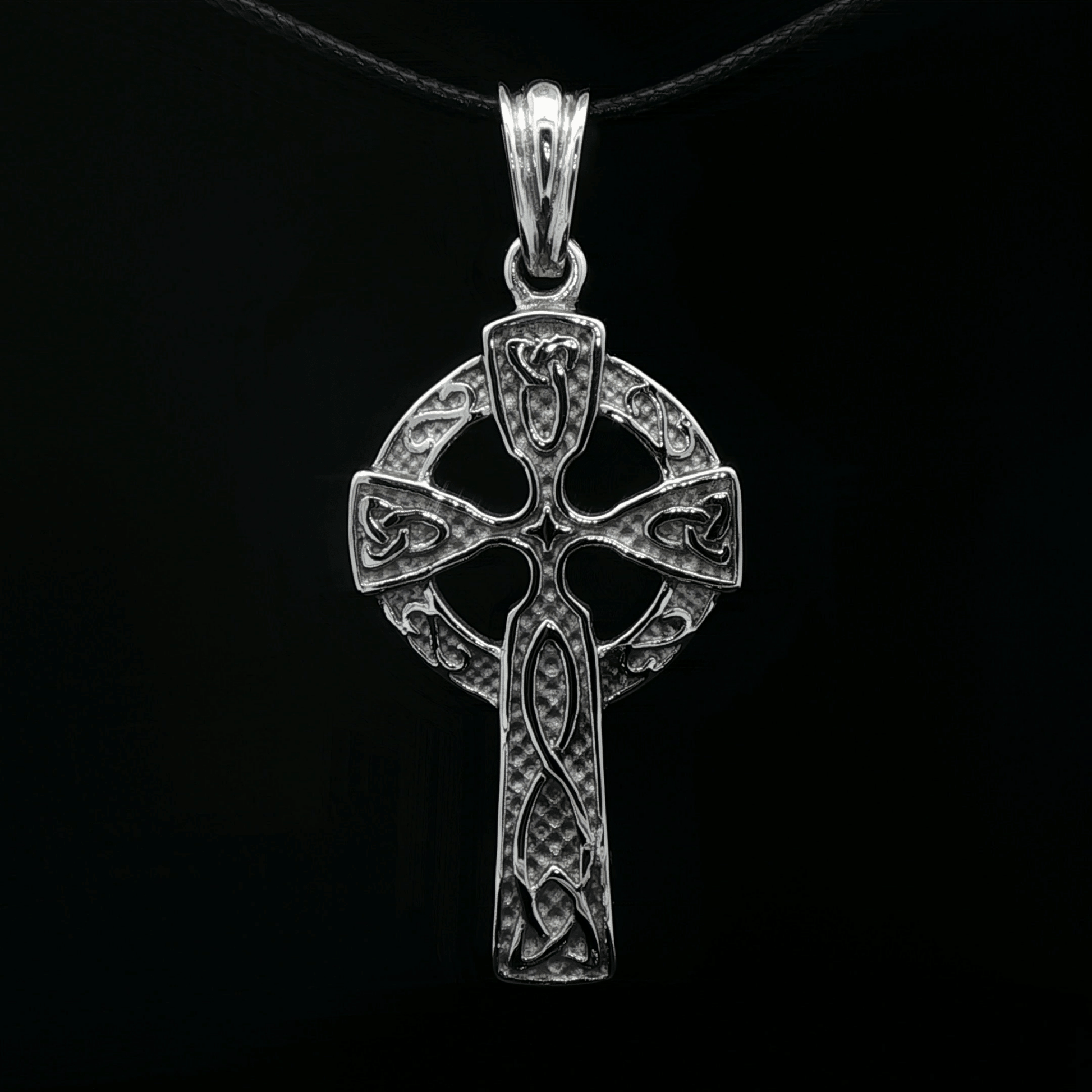 Large Celtic Cross in Stainless Steel - Le Dragon Argenté
