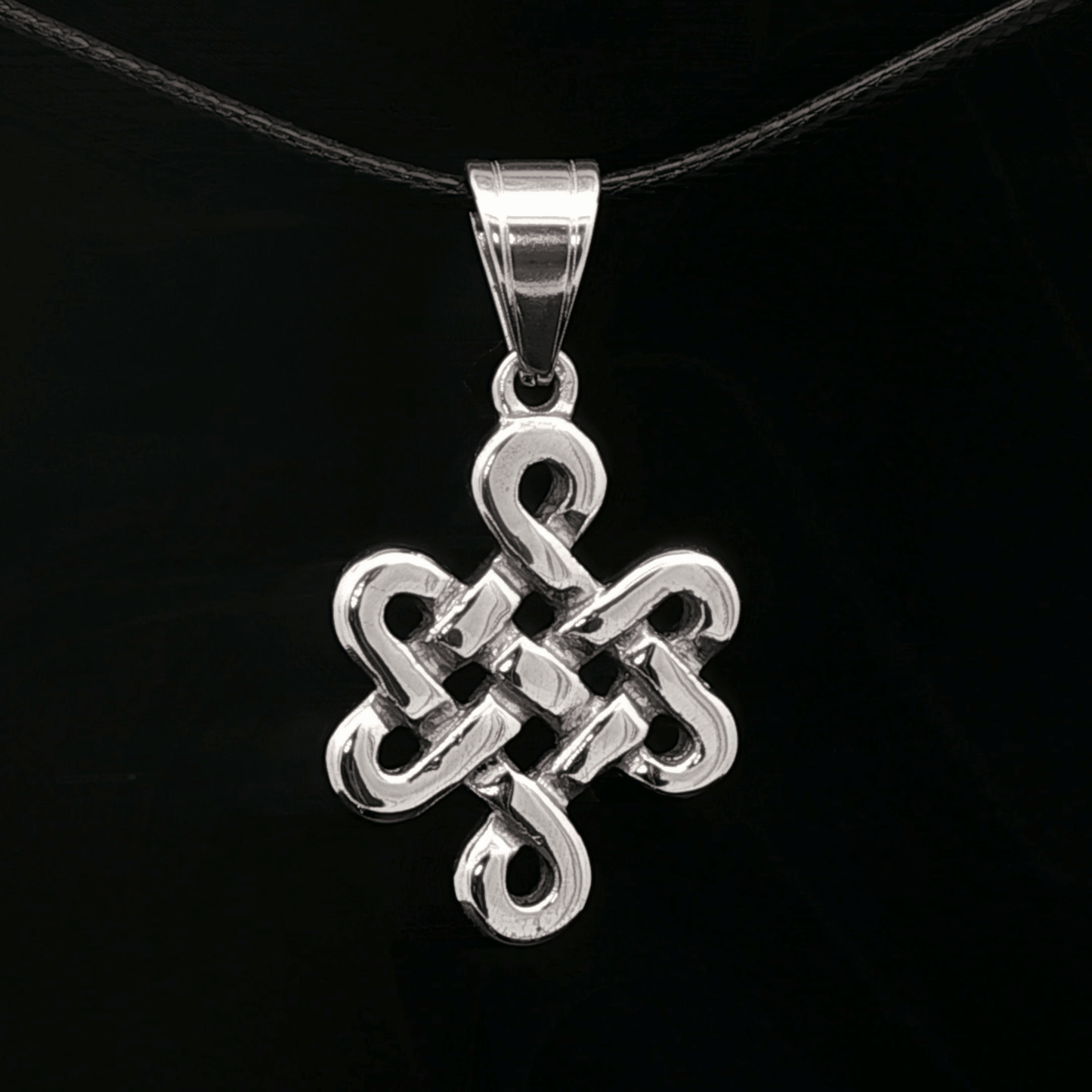 Large Endless Knot Pendant In Stainless Steel - Le Dragon Argenté