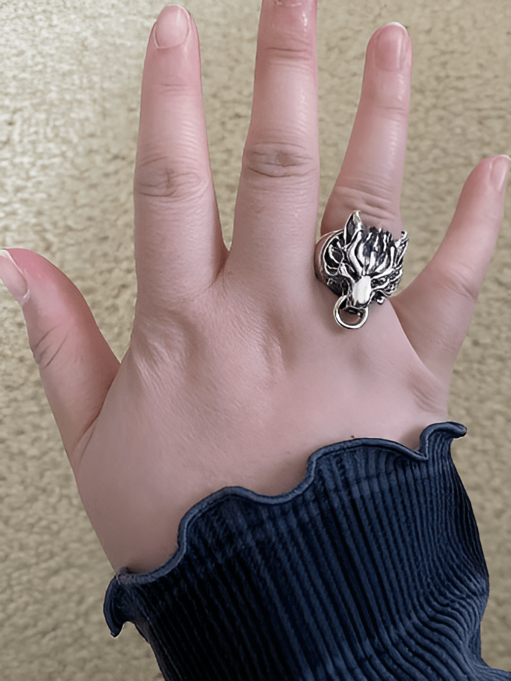 Large Final Fantasy 7 Fenrir Wolf Ring - Le Dragon Argenté