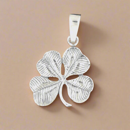 Large Four - Leaf Clover Pendant in Sterling Silver or Antique Bronze - Le Dragon Argenté