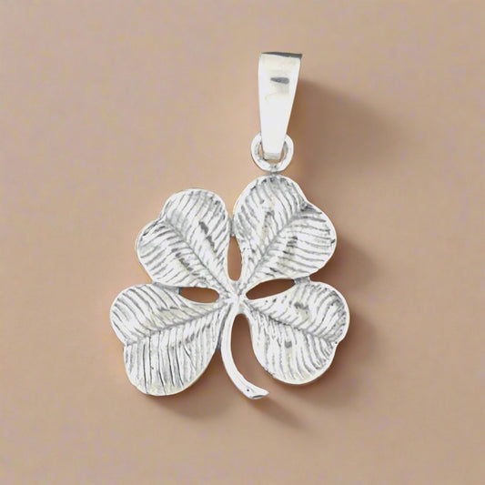 Large Four - Leaf Clover Pendant in Sterling Silver or Antique Bronze - Le Dragon Argenté