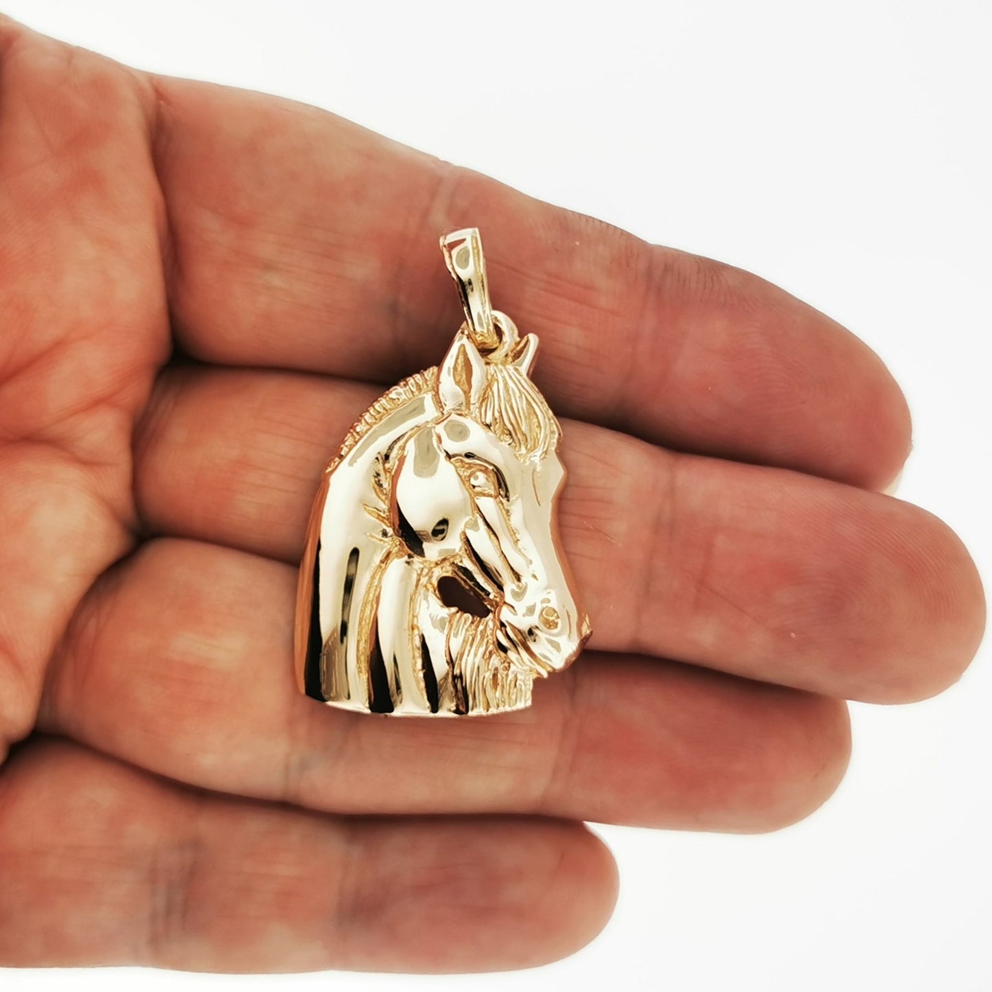 Large Horse Head Pendant in Sterling Silver or Antique Bronze - Le Dragon Argenté