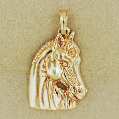 Large Horse Head Pendant in Sterling Silver or Antique Bronze - Le Dragon Argenté