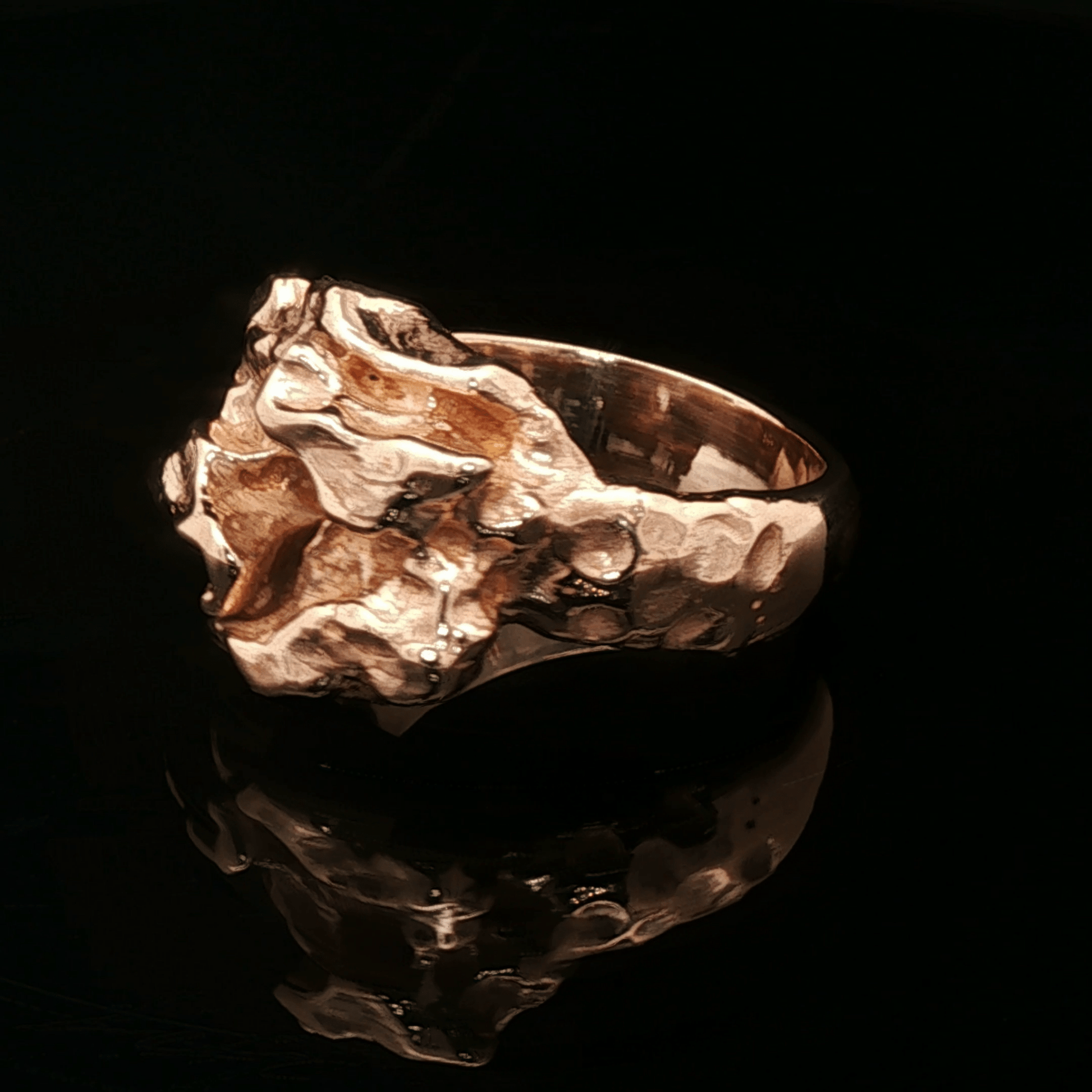 Large nugget style ring in antique bronze, size 11 - Le Dragon Argenté - Live Sale - 