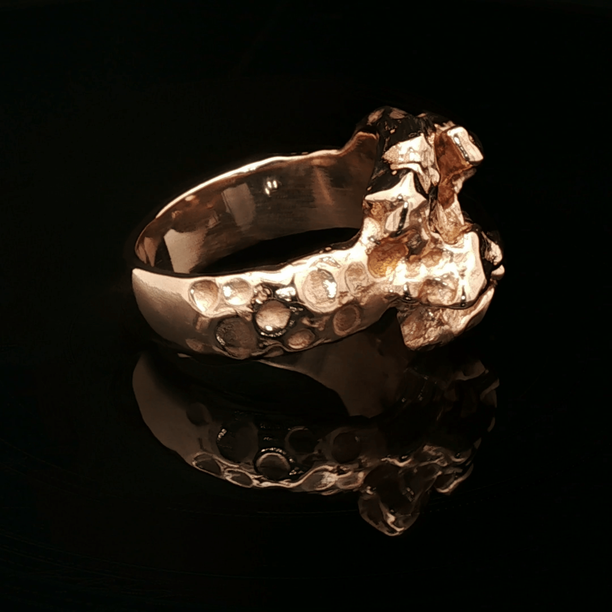 Large nugget style ring in antique bronze, size 11 - Le Dragon Argenté - Live Sale - 