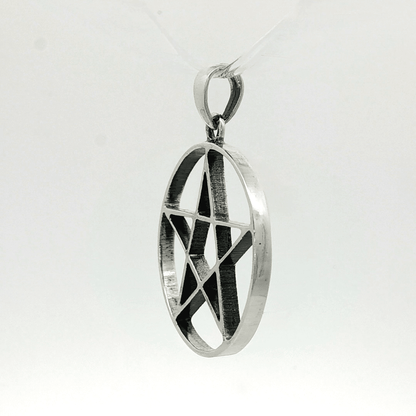 Large Pentacle Pendant in Sterling Silver or Antique Bronze - Le Dragon Argenté