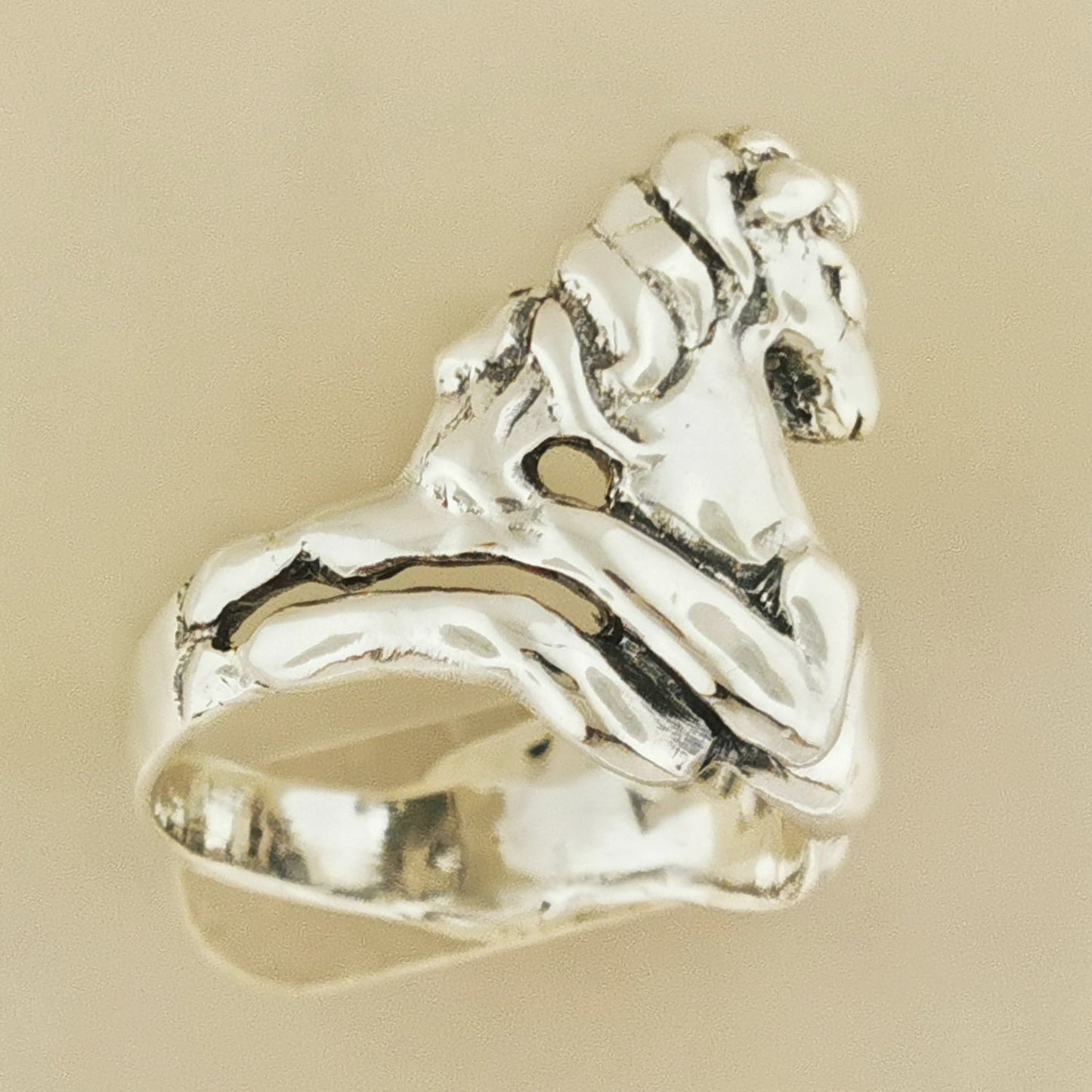 Large Unicorn Ring In Sterling Silver or Antique Bronze - Le Dragon Argenté