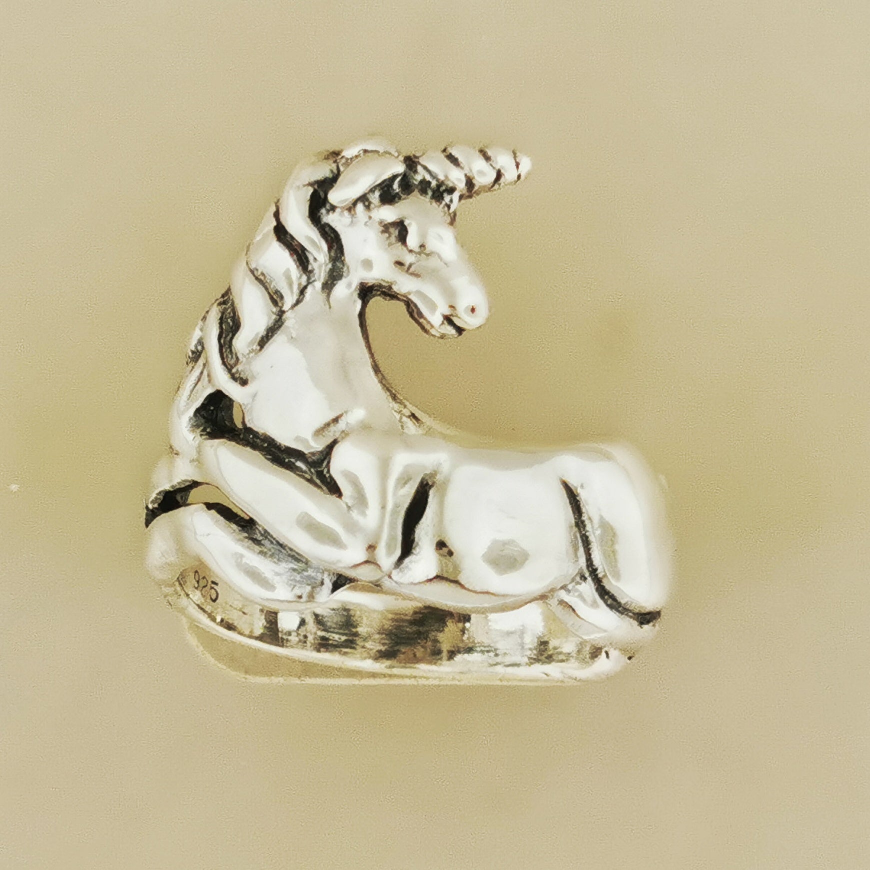 Large Unicorn Ring In Sterling Silver or Antique Bronze - Le Dragon Argenté