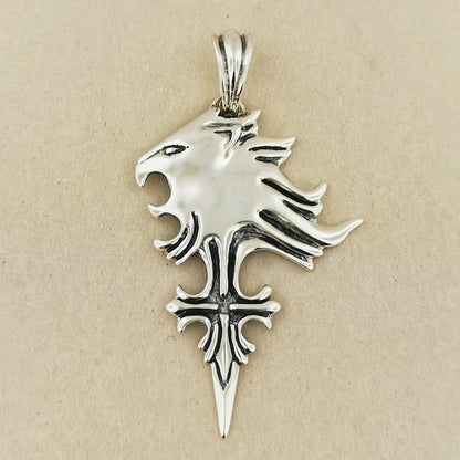Large Final Fantasy 8 Squall Griever Pendant in 925 Silver or Bronze, FFVIII Cosplay Pendant, FFVIII Sleeping Lion Pendant, FF8 Pendant, Final Fantasy 8 Squall Griever Pendant, Silver FF8 Sleeping Lion Pendant, Silver Final Fantasy VIII Pendant