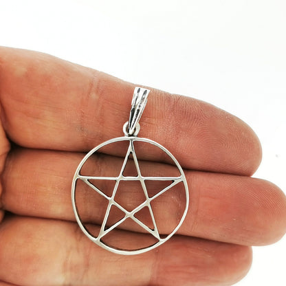 Large Pentacle Pendant in 925 Silver or Bronze, Pentacle Charm Jewelry, Witches Star Pendant Necklace, Jewellery Gift for Wicca Pagan, Antique Bronze Pentacle Pendant, Bronze Pentacle Charm, Large Bronze Pentacle Pendant, Pagan Pentacle Charm