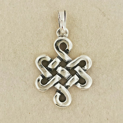 Large Endless Knot Pendant in Sterling Silver or Antique Bronze