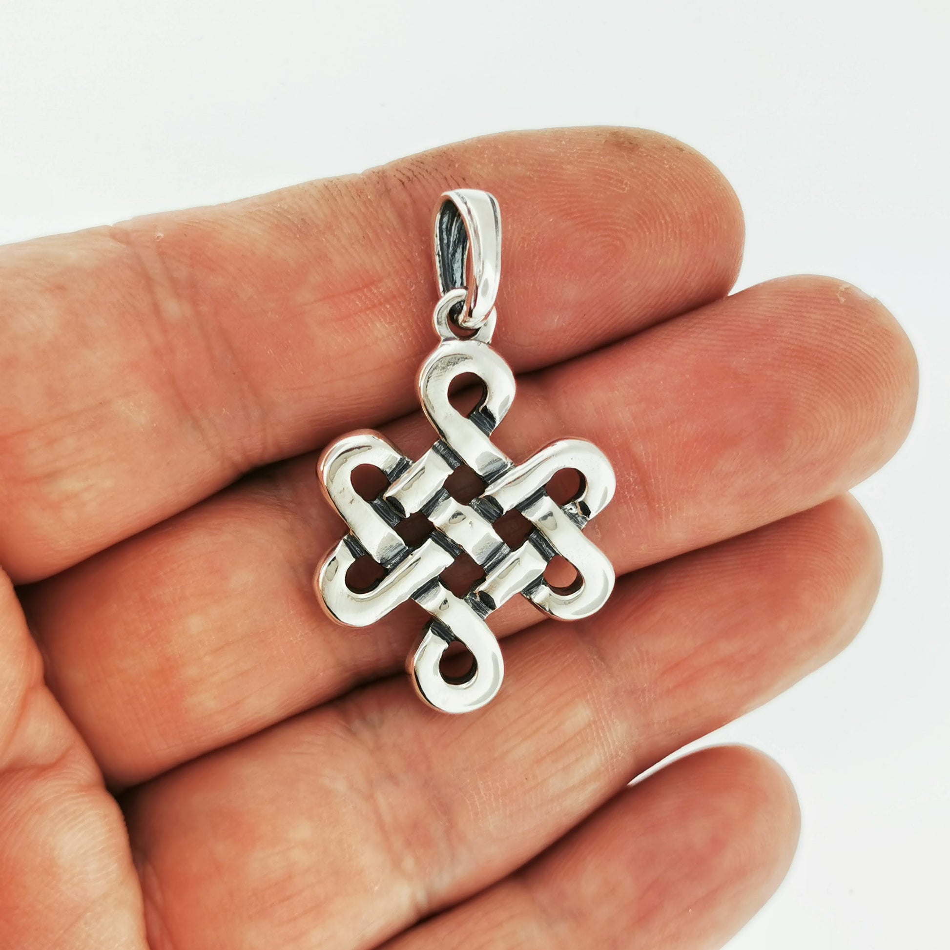 Large Endless Knot Pendant in Sterling Silver or Antique Bronze, Shrivatsa Silver Pendant, Shrivatsa Bronze Pendant, Silver Celtic Jewelry, Silver Celtic Jewellery, Bronze Celtic Jewelry, Bronze Celtic Jewellery, Silver Endless Knot Pendant, Bronze Endless Knot Pendant, Gold Chinese Knot Pendant, Silver Iirsh Jewelry, Silver Irish Jewellery, Asian Knot Pendant