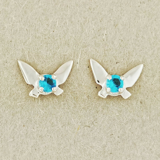 Legend of Zelda Navi Fairy Earrings in Sterling Silver with December CZ - Le Dragon Argenté - Bestseller - birthstone earrings - fairy earrings