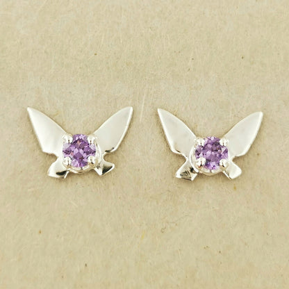 Legend of Zelda Navi Fairy Earrings in Sterling Silver with February CZ - Le Dragon Argenté - Bestseller - birthstone earrings - fairy earrings
