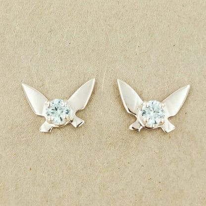 Legend of Zelda Navi Fairy Earrings in Sterling Silver with March CZ - Le Dragon Argenté - Bestseller - birthstone earrings - fairy earrings