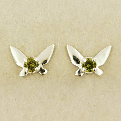 Legend of Zelda Navi Fairy Earrings in Sterling Silver with Olivine CZ - Le Dragon Argenté - Bestseller - birthstone earrings - fairy earrings
